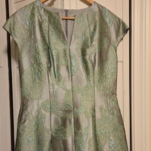 Escada Mint Green and Silver Midi Dress